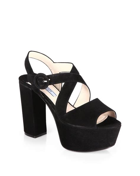 prada crisscross suede platform sandal